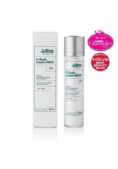 Dottore Cosmeceutici C-flush cream RICH Intensywnie przeciwzmarszczkowy krem z 2% wit. C i olejem avocado 50ml