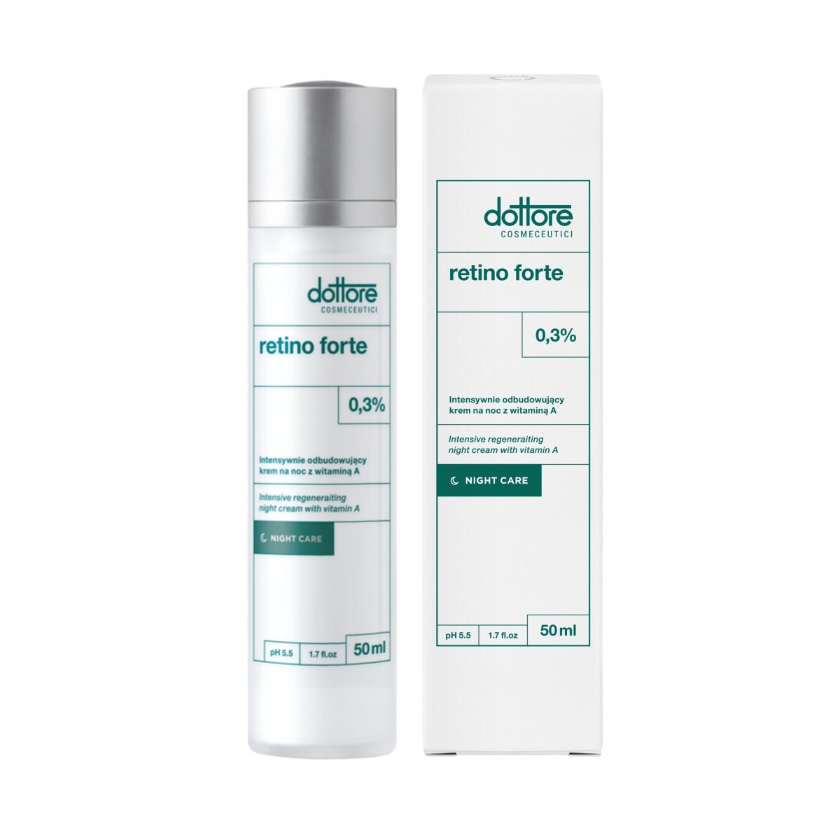 Dottore Cosmeceutici Retino Forte - Intensywnie odbudowujący krem na noc z 0,3% witaminą A 0,3% 50ml