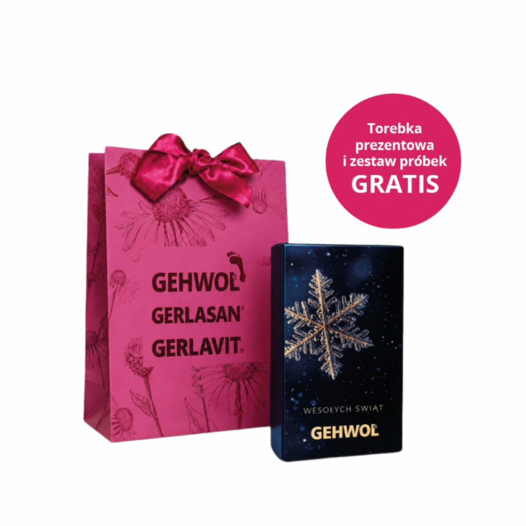 GEHWOL Zestaw 3 Świąteczny Lipidro krem do stóp 20ml i GERLASAN HANDCREME krem do rąk z jeżówką 50 ml + zestaw próbek i torebka gratis
