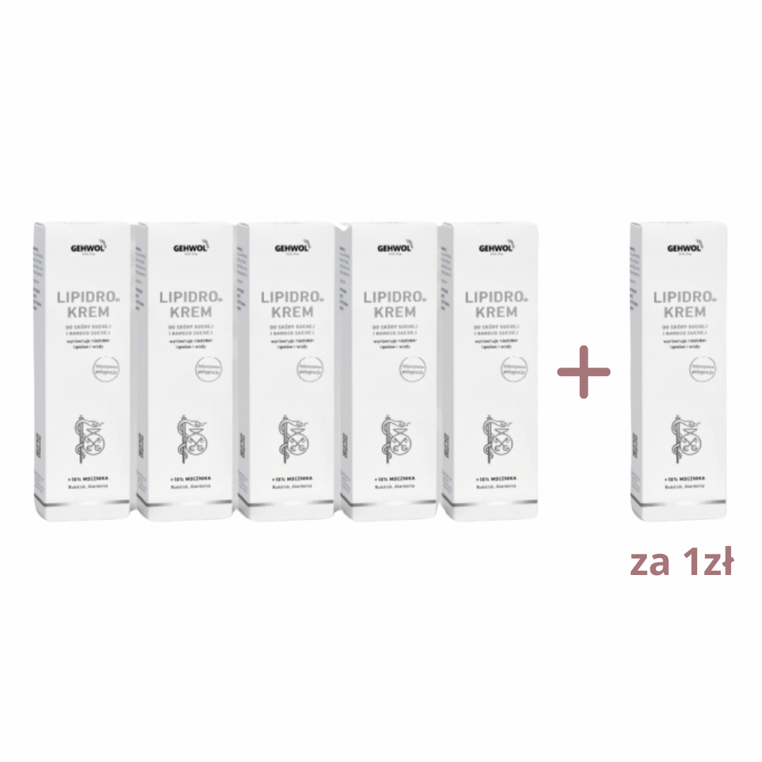 GEHWOL Zestaw 4 - Lipidro krem do stóp 20ml x5 + 1 krem za 1zł netto