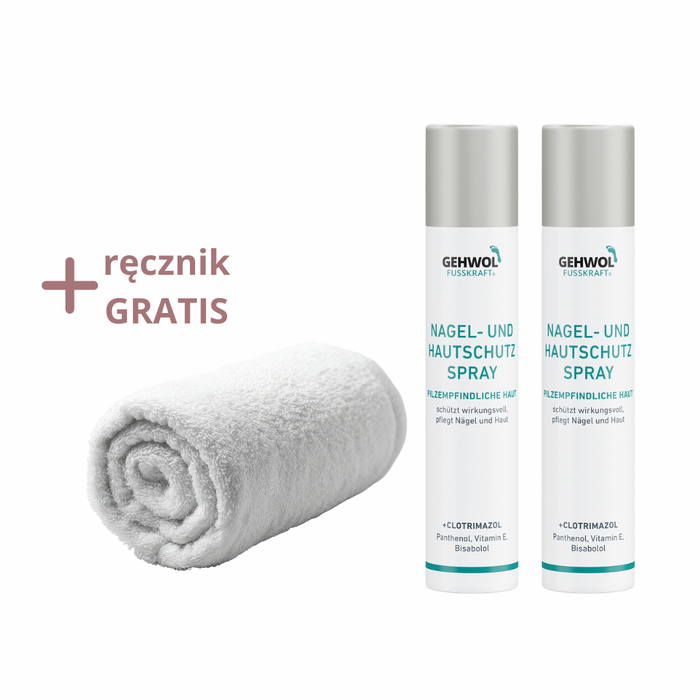 GEHWOL Zestaw 6 - Spray ochronny do skóry stóp i paznokci 100ml x2 + ręcznik gratis